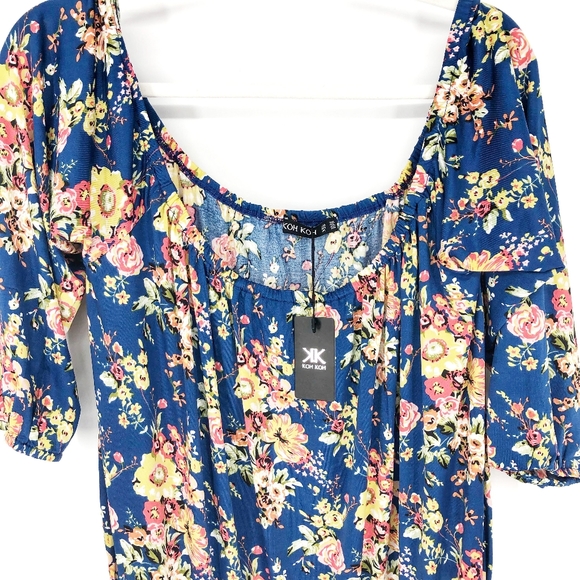 KOH KOH Floral Plus Off The Shoulder Maxi Dress - Picture 4 of 9
